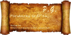 Porubszky Gréta névjegykártya